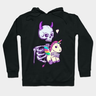 Cute skeleton holding unicorn Hoodie